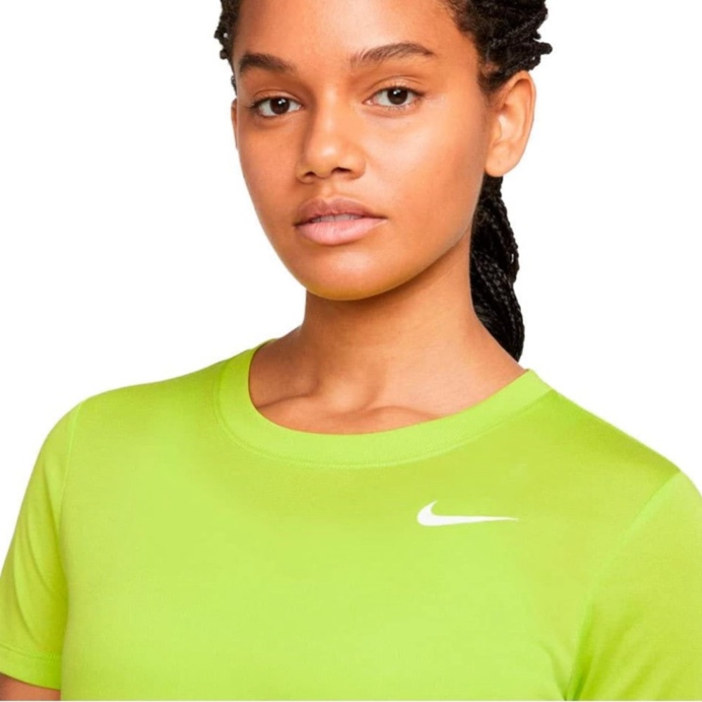 NIKE DRI-FIT Lime Green Running Shirt~ Athletic Compression Top ~Size L